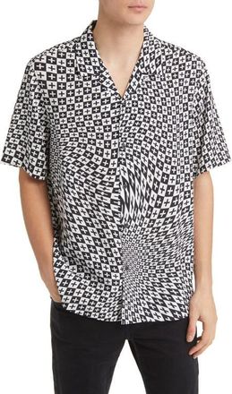 Ksubi Check Out Resort Short Sleeve Button-Up Shirt in Black/White at Nordstrom, Size X-Large