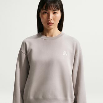 Nike Womens Nike ACG Tuff Fleece Therma-FIT Crew-Neck Sweatshirt in Grey | IH0715-009