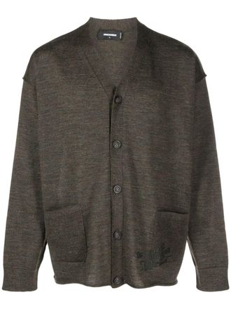 Dsquared2 V-neck virgin wool cardigan - men - Virgin Wool - L - Green