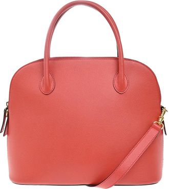 Celine Vintage Convertible Bowler Bag Leather Red Leather Handbag (Pre-Owned)