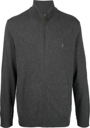 Polo Ralph Lauren Grijze Wol Volledige Rits Sweater - Heren - Vesten - Grijs - XL - Wol - Truien & Vesten