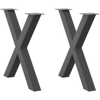 vidaXL Patas Para Mesa De Comedor En Forma De X (2 Unidades), Antracita, 70 X (72-73) Cm, Acero Vidaxl