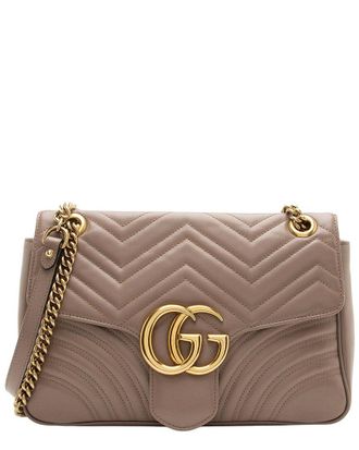Gucci Beige Matelasse Leather GG Marmont Large Flap Bag (Authentic Pre-Loved)