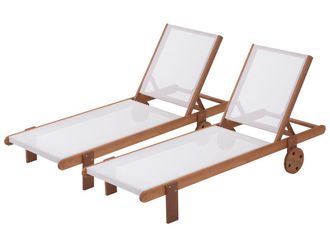 Habitat et Jardin Habitat Et Jardin - Juego De 2 Tumbonas En Madera Ex&oacute;tica Sa&iuml;gon - maple - Marr&oacute;n Claro