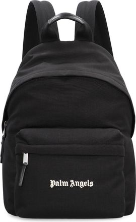 Palm Angels Mens Logo Backpack Black Polyamide Backpacks
