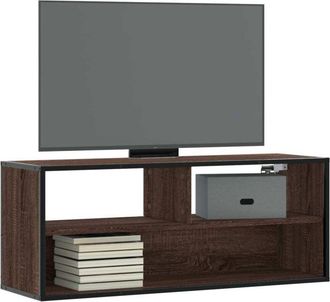 vidaXL Vidaxl - tv Cabinet Brown Oak 100x31x39.5 cm Engineered Wood and Metal