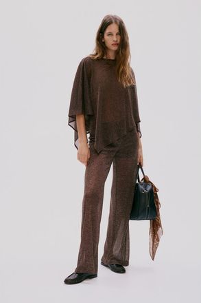 H&M Glittery Trousers in Dark Brown at Nordstrom, Size X-Small