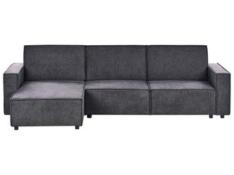 Beliani Sof&aacute; cama esquinero 3 plazas Tela Grafito Derecha