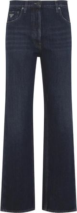 Prada Jeans, Dames, Blauw, W28, Katoen, High-Rise Flared Jeans