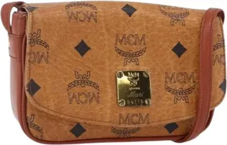 MCM Pre-owned Cross Body Bags, female, Brown, Size: ONE SIZE Pre-owned Plastic Shoulder Bag