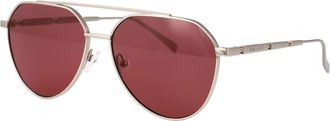 Alexander McQueen Mens Sunglasses Silver-Red Metal Silver-Silver-Red Silver/silver/red
