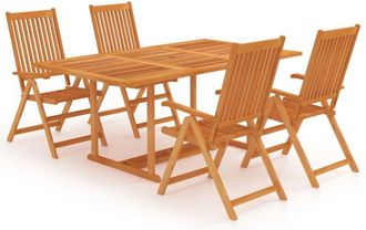 vidaXL 5 Piece Garden Dining Set Solid Teak Wood Vidaxl