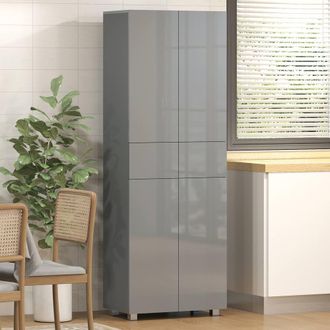 HOMCOM Kitchen Cupboard Storage Cabinet Push Open Doors & Drawers, Grey