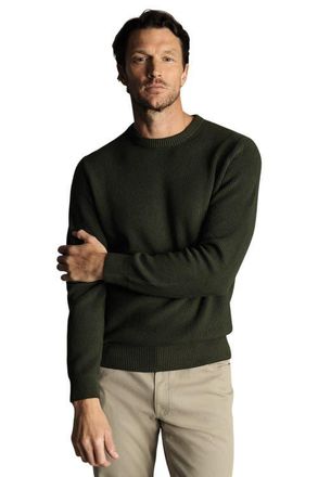 CHARLES TYRWHITT Cotton Rib Crew Neck Sweater in Olive Green at Nordstrom, Size Small