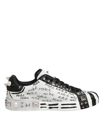 Dolce & Gabbana White Portofino Studded Men Sneakers Mens Shoes