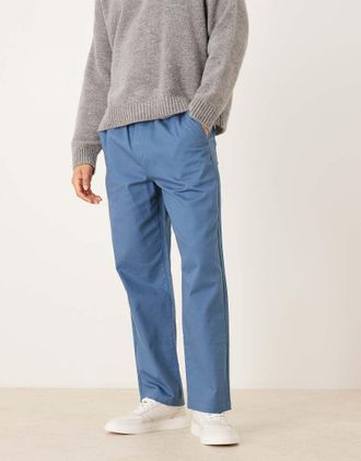 Farah Greenport - Pantaloni dritti blu con coulisse