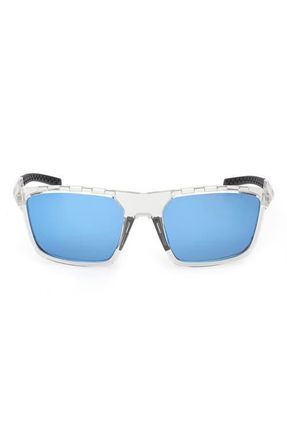 adidas 57mm Navigator Sunglasses in Crystal /Blue Mirror at Nordstrom
