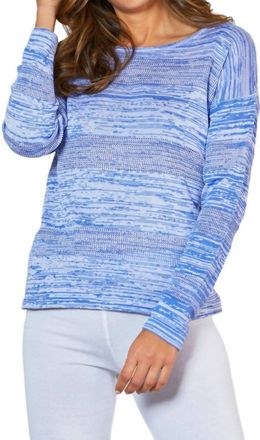 French Kyss Textured Top Sweatshirt In Peri/white