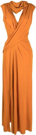 Alberta Ferretti draped crossover-detail maxi dress - women - Viscose - 42 - Orange