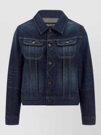Tom Ford japanese denim jacket long sleeves collar