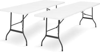 IDMarket Idmarket - Set Di 2 Tavoli Pieghevoli Portatili Da 180 Cm Per Campeggio O Ricevimento