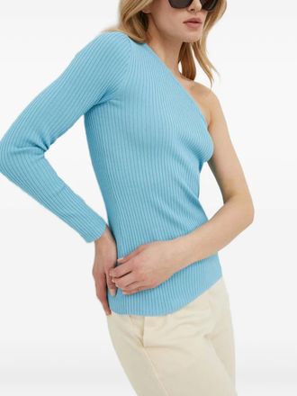 IVY OAK one-shoulder ribbed top - women - Viscose/Polyamide - 38 - Blue
