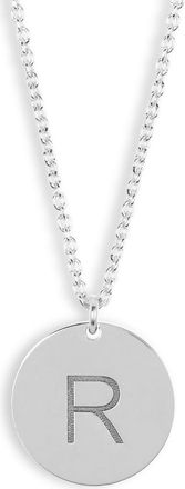 Meshmerise Initial Disc Pendant Necklace in White-R at Nordstrom Rack