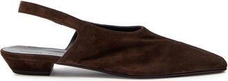 Khaite Cecilia Suede Slingback Flats - Brown - 40 (IT40 / UK7)