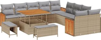vidaXL Vidaxl - Garden Sofa Set 13 pcs Beige, Light grey 100 x 100 x 71 cm
