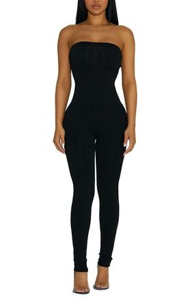 Naked Wardrobe Tube Tight Strapless Jumpsuit in Black at Nordstrom, Size X-Small