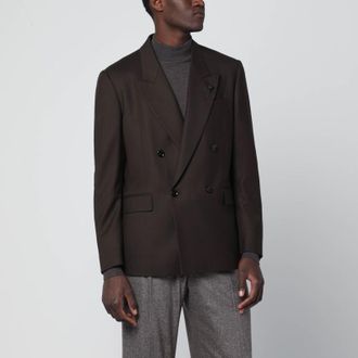 Lardini Brown double-breasted wool jacket