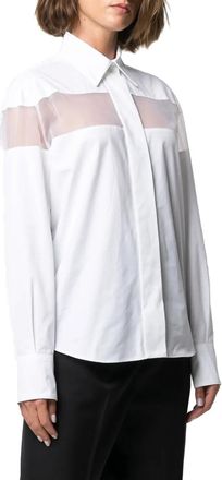 Valentino Sheer-Panel Cotton Shirt - White