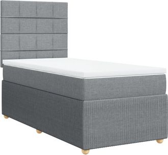 vidaXL Cama Box Spring Con Colch&oacute;n Tela Gris Claro 90x200 Cm Vidaxl