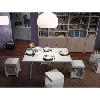 Dmora Mesa Plegable Daccurs, Mesa De Camping Con Patas Plegables De Metal, Mesa De Comedor Moderna Multiusos, 100% Made In Italy, 125x75h80 Cm, Roble Y Gris