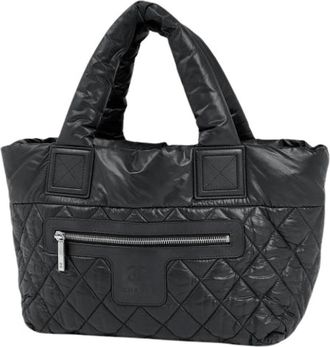 Chanel Pre-owned Tote Bags, female, Black, Size: ONE SIZE Pre-owned Vintage Nylon Tote Bag