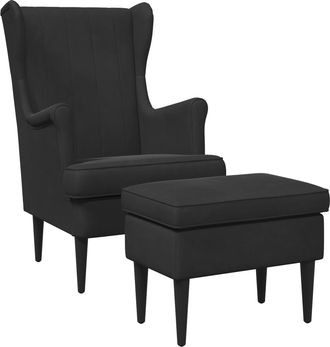vidaXL Sill&oacute;n Con Pouf 2 Uds. Negro Terciopelo Vidaxl