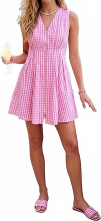 Entro Monica Gingham Mini Dress In Pink
