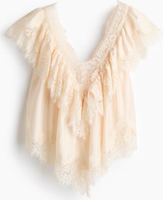 H&M Bluse mit Spitzenborten - White