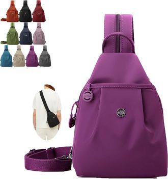 Generic 2026 Premium 3 in 1 Anti-Theft Travel Tote Bag Fashion Oxford Cloth Casual Backpack Women Messenger Sling Crossbody Chest Bag (Purple)