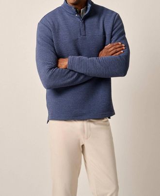 Johnnie-O Benjy Heathered Henley Pullover In Navy