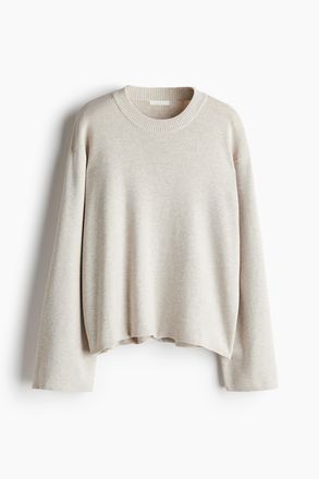 H&M Oversized Pullover mit gerundetem Saum. - Beige