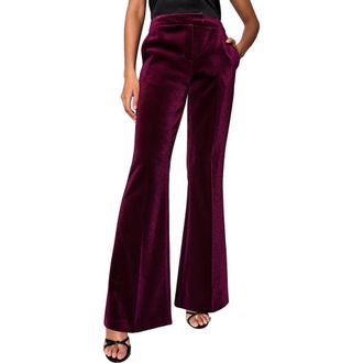 Lipsy Velvet Flare Pants in Burgundy Red at Nordstrom, Size 6 Us