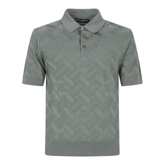 Dolce & Gabbana Polo Shirts, male, Gray, Size: XS Micro-dot Stitch Silk Polo Shirt