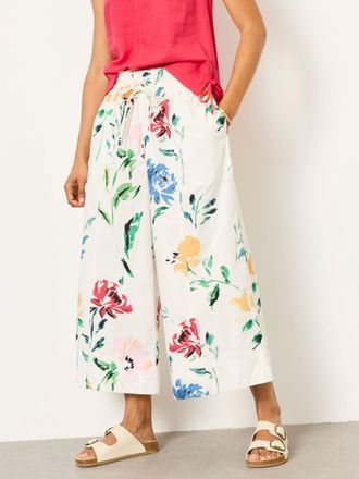 Fat Face FatFace Aubrey Painted Floral Wide Leg Cropped Trousers