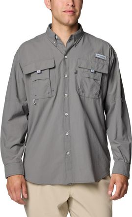 Columbia Mens PFG Bahama II Long Sleeve Shirt, City Grey, Medium