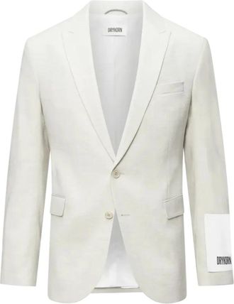 Drykorn Klassieke Blazer met Visgraatmotief en Zakken - Heren - Blazers - Wit - S - Wol - Jassen