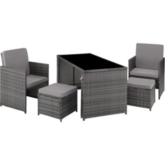 TecTake Garden Table & Chairs Palermo in Grey | Size: 4 Person