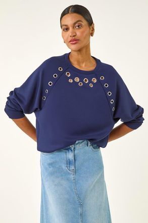 Roman Eyelet Detail Stretch Top