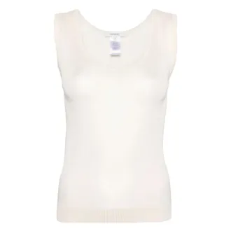 Christophe Lemaire Tops, Dames, Beige, L, Naadloze Mouwloze Trui