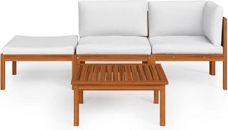 vidaXL Vidaxl - Conjunto De Jard&iacute;n 4 Piezas Con Cojines Color Crema 63x63 Cm